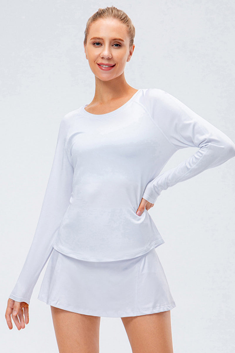 Raglan Sleeve Round Neck Athletic Top