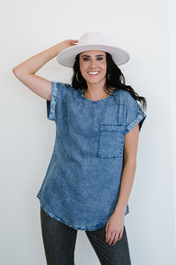 Doe & Rae Take Me There Denim Top