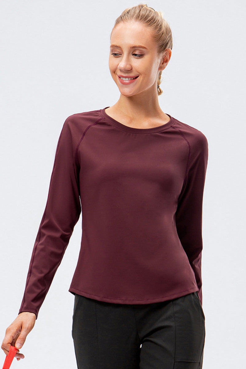 Raglan Sleeve Round Neck Athletic Top