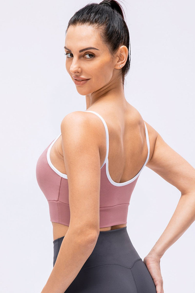 Contrast Crisscross Strap Sports Bra